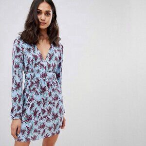 ASOS Floral Print Mini Plisse Tea Dress - Size 6